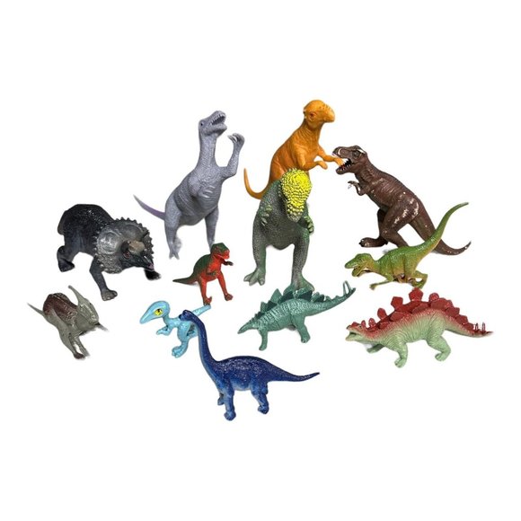 12 Dinosaur Figurines Realistic‎ Prehistoric Cake Topper Plastic Various Sizes - Picture 1 of 10